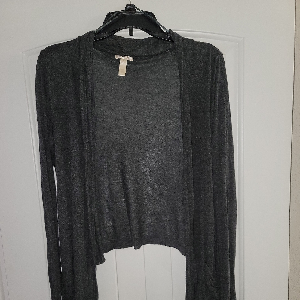 Sheer Grey Cardigan Shawl with Pockets